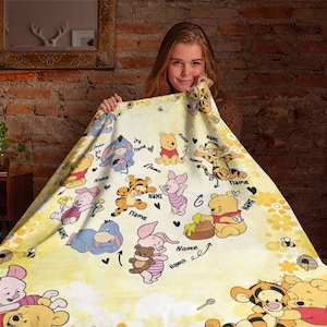Winnie the Pooh Blanket,personalized Winnie Pooh Fleece Blanket, Pooh