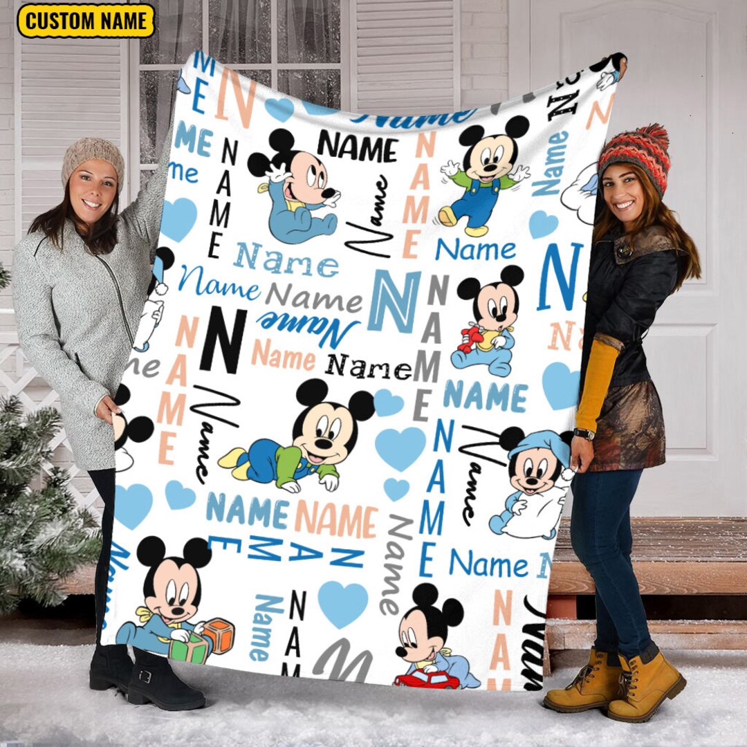 Personalized Name Disney Baby Mickey Blanket , Cute Mickey Fleece Mink