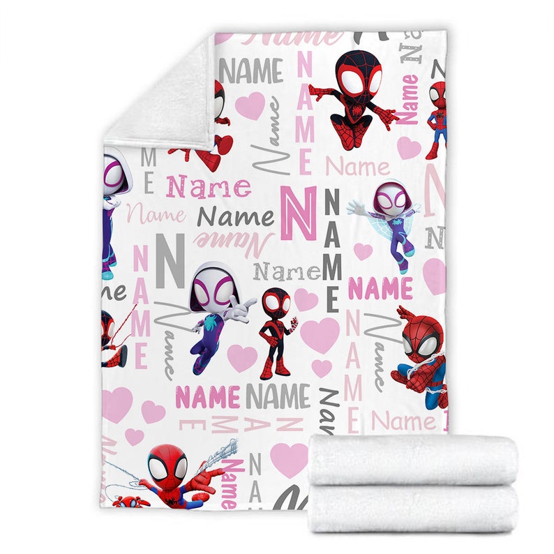 Customized Spidey and His Amazing Friends The Spider Gwen Fleece Blanket, Spiderman Blanket, Cartoon Spidey Baby Blanket Anniversary Gift image 6