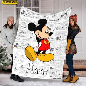 Personalized  Name Disney Mickey Blanket , Funny Mickey Fleece Mink Sherpa Blanket, Magic Kingdom Blanket, Custom Name Blanket