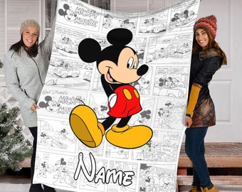 Personalized  Name Disney Mickey Blanket , Funny Mickey Fleece Mink Sherpa Blanket, Magic Kingdom Blanket, Custom Name Blanket