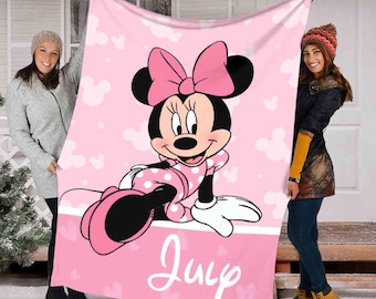 Personalized Name Disney Minnie Mouse Blanket, Customized Minnie Baby Blanket, Custom Name Blanket, Magic Kingdom Blanket