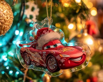 Custom Disney Mcqueen Cars Christmas Ornament, Racing Cars 2025 Christmas Tree Decor, Lightning McQueen Decor Gift, Xmas Ceramic Ornament