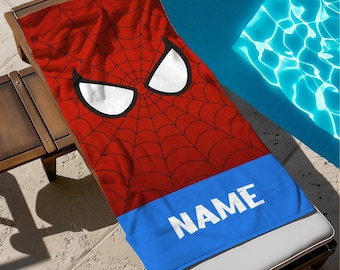 Custom Spiderman Beach Towels, Red Spider Bath Towel, Spiderweb Pool Towel, Movie Summer Vacation Towel, Kids Beach Towel