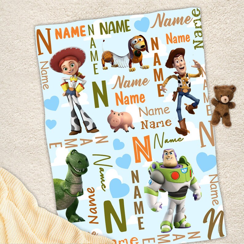 Custom Name Toy Story Blanket, Woody And Friends Blanket, Disney Toy Story Blanket, Toy Story Characters Blanket, Blanket Gift Ideas image 3