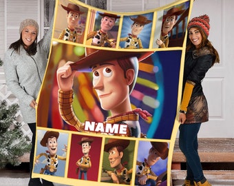Personalized Name Disney Woody Blanket, Disney Toy Story Blanket, Toy Story Characters Blanket, Blanket Birthday Gifts, Baby Throw Blanket