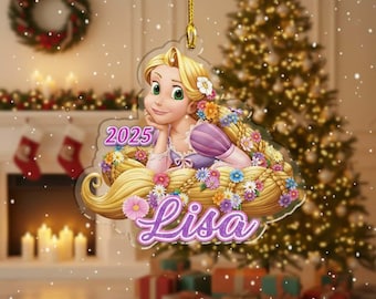 Personalized Princess Rapunzel Ornament, Princess Ornament, Princess Gift, Rapunzel Gifts, Tangled Gifts, Tangled Christmas Decorations