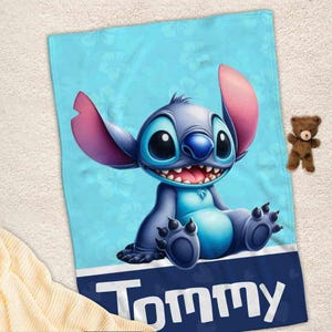 Personalized Name Disney Stitch Blanket, Lilo And Stitch Throw  Blanket, Magic Kingdom Blanket, Custom Name Blanket