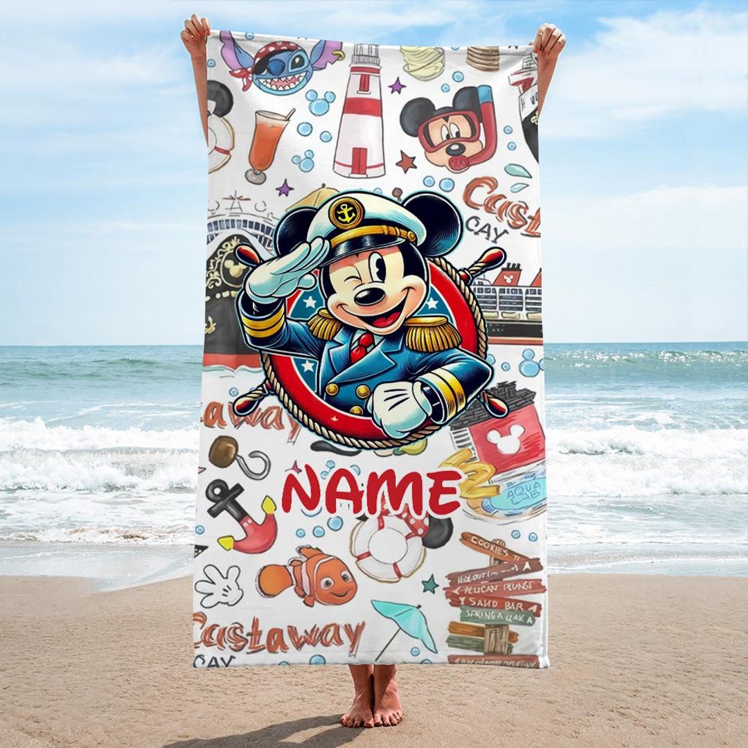 Personalized Mickey Disney Cruise Beach Towel, Disney Family Cruise