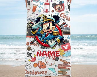 Personalized Mickey Disney Cruise Beach Towel, Disney Family Cruise Trip Bath Towel, Mickey Pool Towel, Kids Beach Towel, Summer Vacation