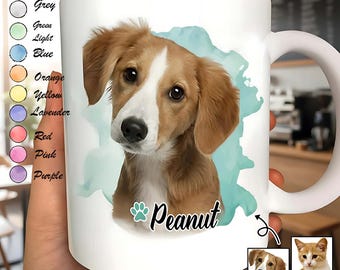 Custom Photo Dog Cat Pet, Custom Pet Coffee Cup, Dog Mom Mug, Cat Dad Gift, New Pet Present, Personalized Mug, Custom Pet Portrait Mug
