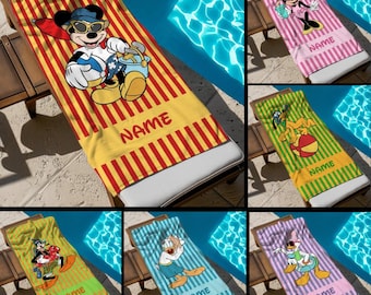 Mickey And Friends Beach Towel, Disney Bath Towel, Pool Towel, Disneyland Gift For Kid, Kids Beach Towel, Summer Vacation