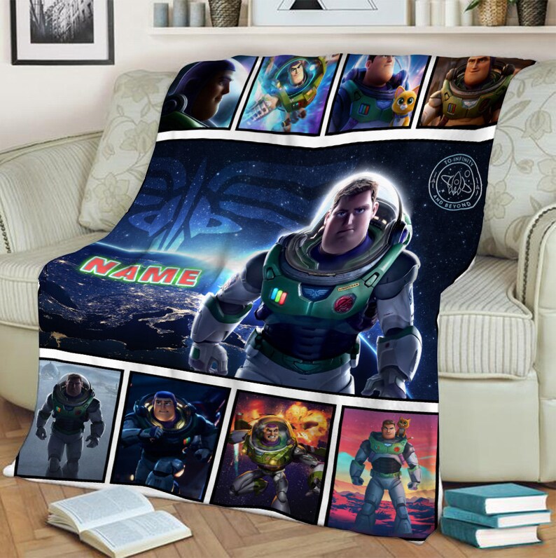 Personalized Name Disney Buzz Lightyear Blanket, Toy Story Characters Blanket, Toy Story Blanket, Blanket Birthday Gifts, Baby Throw Blanket image 3