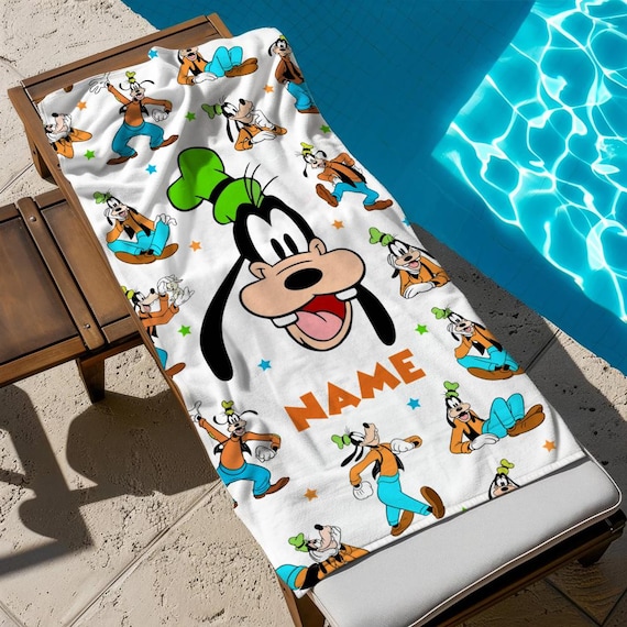 Custom Name Goofy Beach Towel, Disney Goofy Bath Towel, Pool Towel