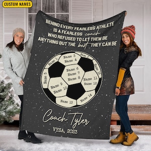 Customized Soccer Coach Blanket, Soccer Throw Blanket, Soccer Thank You Gift, Soccer Team Gift
