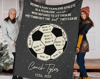 Customized Soccer Coach Blanket, Soccer Throw Blanket, Soccer Thank You Gift, Soccer Team Gift