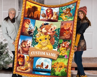 Personalized Name Simba & Friends Blanket, Disney Lion King, Lion King Birthday Gift, Lion King Baby Gift, Lion King Blanket