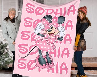 Custom Name Minnie Blanket , Cute Minnie Mouse Blanket, Magic Kingdom Blanket, Custom Name Blanket, Baby Shower Gift