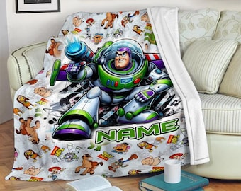 Personalized Name Buzz Lightyear Blanket, Toy Story Characters Blanket, Toy Story Buzz Lightyear Blanket, Baby Throw Blanket