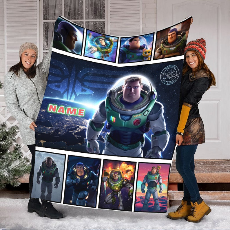Personalized Name Disney Buzz Lightyear Blanket, Toy Story Characters Blanket, Toy Story Blanket, Blanket Birthday Gifts, Baby Throw Blanket image 1