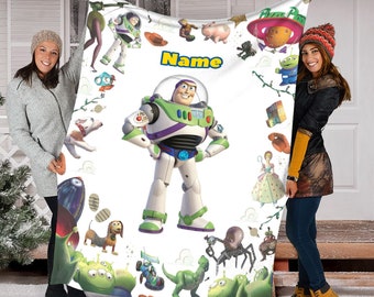 Personalized Name Buzz Lightyear Blanket, Toy Story Characters Blanket, Toy Story Blanket, Blanket Birthday Gifts, Baby Throw Blanket