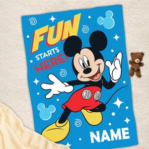 Custom Name Mickey Mouse Baby Blanket, Personalized Disney Mickey Blanket, Mickey Fleece Mink Sherpa Blanket, Magic Kingdom