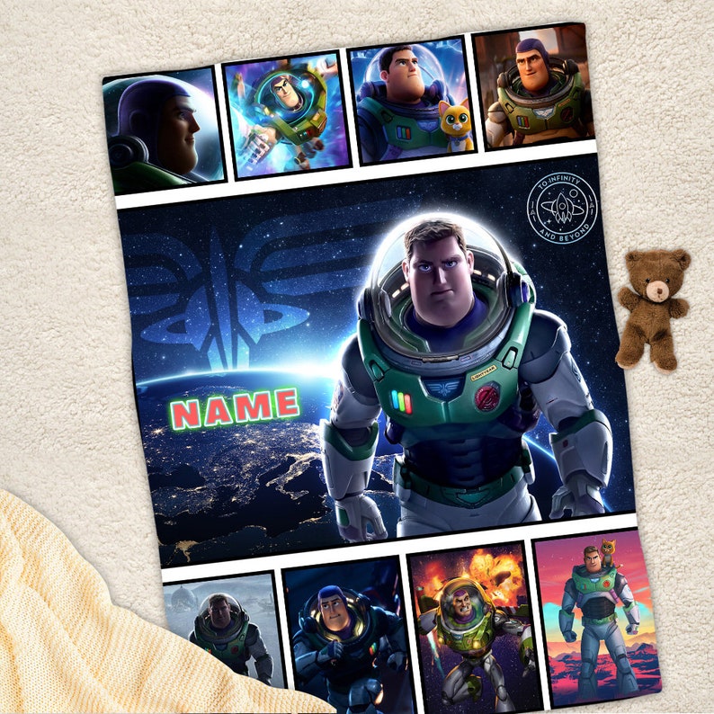 Personalized Name Disney Buzz Lightyear Blanket, Toy Story Characters Blanket, Toy Story Blanket, Blanket Birthday Gifts, Baby Throw Blanket image 4