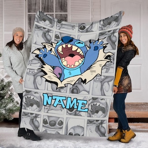 Personalized Name Stitch Blanket, Lilo and Stitch Blanket, Disney Stitch Blanket , Ohana Means Family, Stitch Birthday Gifts