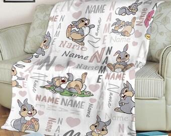 Personzlized Name Disney Thumper Blanket, Bambi Cartoon Fleece Blanket,  Disney Christmas Gift For Kids, Birthday Gift, Disneyland Blanket - Main Image