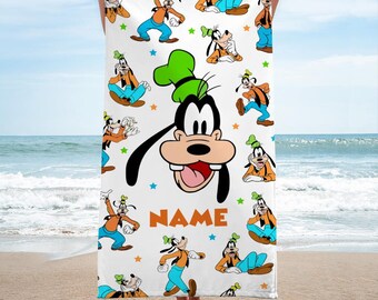 Custom Name Goofy Beach Towel, Disney Goofy Bath Towel, Pool Towel