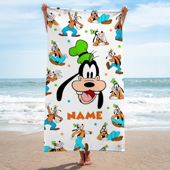 Custom Name Goofy Beach Towel, Disney Goofy Bath Towel, Pool Towel