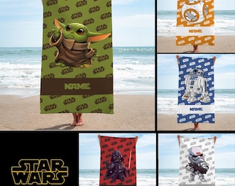 Personalized Star Wars Characters Beach Towel, Star Wars Bath Towel, Pool Towel, Darth Vader Gift, Kids Beach Towel, Custom Name Towel