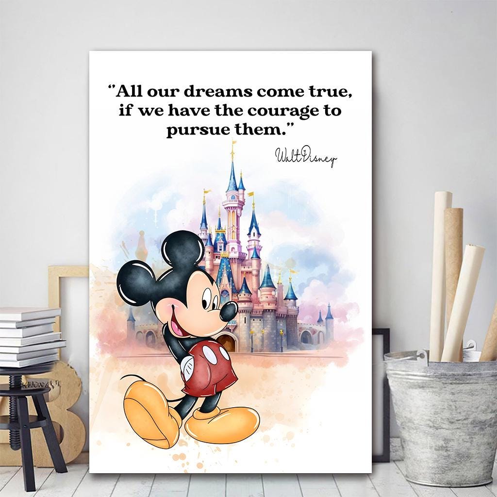 Disney Mickey Mouse Collage Walt Disney Quote Vintage Poster D938 Mickey Mouse Poster With English Walt Disney Quote, From  main image 2