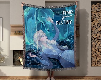 Princess Elsa Woven Blanket, Find Your Destiny, Frozen Woven Blanket, Disney Elsa Tapestry, Disney Woven Blanket, Disney Sofa Throw