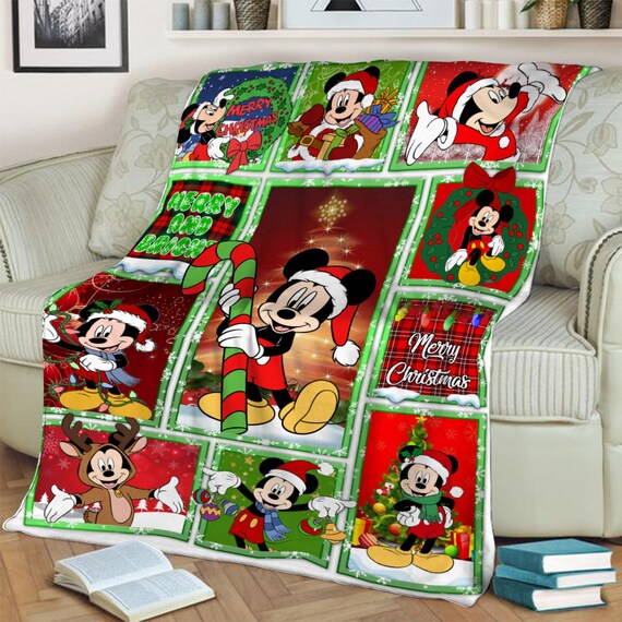 Christmas Baby Mickey Blanket Disney Mickey Fleece Mink Sherpa Blanket Magic Kingdom Blanket Custom Name Blanket Etsy