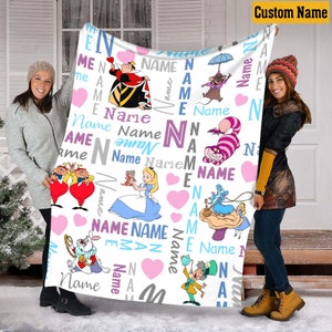 Personalized Alice in Wonderland Blanket - Alice in Wonderland Baby Blanket - Personalized Baby Blanket- Personalized Name Blanket