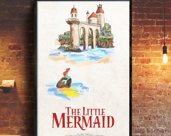 Vintage La Sirenita Cartel de la película, Cartel de la princesa Ariel, Vintage Disney Movie Poster Classic, Cartel de Walt Disney, Decoración del hogar
