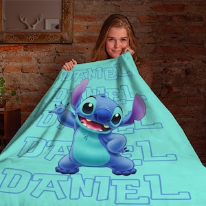 Personalized Name Disney Stitch Blanket, Lilo and Stitch Blanket, Stitch Birthday Gifts, Newborn Toddler Gift, Baby Blanket