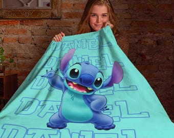 Personalized Name Disney Stitch Blanket, Lilo and Stitch Blanket, Stitch Birthday Gifts, Newborn Toddler Gift, Baby Blanket