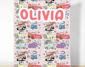 Disney Cars Blanket, Custom Name Blanket, Lightning McQueen Blanket, Cars Movie Characters Blanket, Magic Kingdom Gift