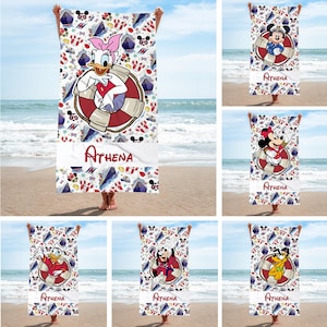 Personalized Mickey & Friends Disney Cruise Beach Towel, Disney Family Cruise Trip Bath Towel, Mickey Pool Towel, Kids Beach Towel