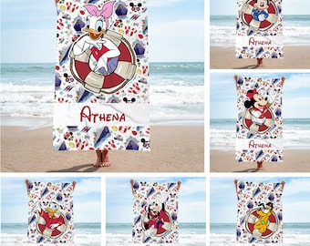 Personalized Mickey & Friends Disney Cruise Beach Towel, Disney Family Cruise Trip Bath Towel, Mickey Pool Towel, Kids Beach Towel