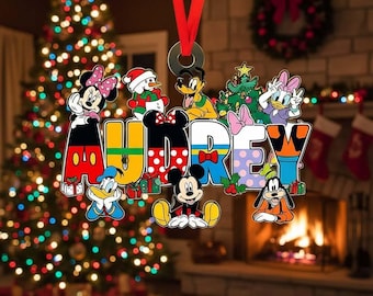 Adorno navideño personalizado de Disney Mickey y sus amigos, Minnie, Daisy y Donald, ideal para regalar en Navidad 2025, decoración del hogar.