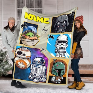 Personalized Name Star Wars Blanket, Star Wars Characters Blanket, Star Wars Blanket, Custom Name Blanket, Birthday Gift, Gift For Fans