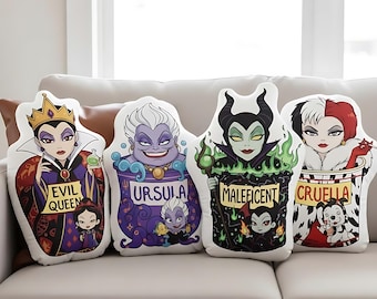 Disney Villains Plush Pillow, Kids Room Decor,  Personalized Pillowcase Birthday Gift, Magic Kingdom Pillow, Disney Evil Queen Pillow