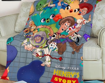 Custom Kid Name Toy Story Characters Blanket, Buzz Lightyear, Woody, Jessie, Rex, Slinky, Toy Story Blanket, Baby Blanket