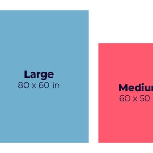 Puede incluir: Una representaci&oacute;n visual de tres tama&ntilde;os diferentes de impresiones en lienzo. El lienzo m&aacute;s grande es de 80 pulgadas por 60 pulgadas y est&aacute; etiquetado como "Grande". El lienzo mediano es de 60 pulgadas por 50 pulgadas y est&aacute; etiquetado como "Mediano". El lienzo m&aacute;s peque&ntilde;o es de 40 pulgadas por 30 pulgadas y est&aacute; etiquetado como "Peque&ntilde;o".