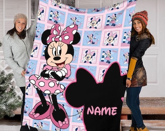 Nombre personalizado Manta Minnie, Linda manta Minnie Fleece Mink Sherpa, Manta Magic Kingdom, Manta con nombre personalizado