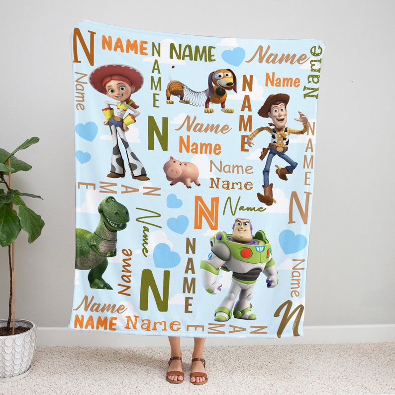 Custom Name Toy Story Blanket, Woody And Friends Blanket, Disney Toy Story Blanket, Toy Story Characters Blanket, Blanket Gift Ideas image 2