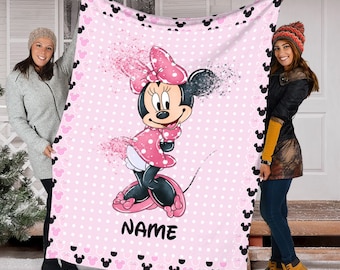 Nombre personalizado Linda manta Minnie, manta Disney Minnie Fleece Mink Sherpa, manta Magic Kingdom, manta con nombre personalizado